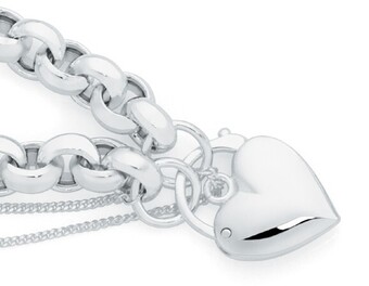 Goldmark Sterling silver large belcher plain padlock bracelet offer
