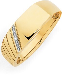 Goldmark 9ct gold diamond set gents ring offer