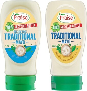 IGA Praise traditional mayo 365g or 99% fat free 410g offer