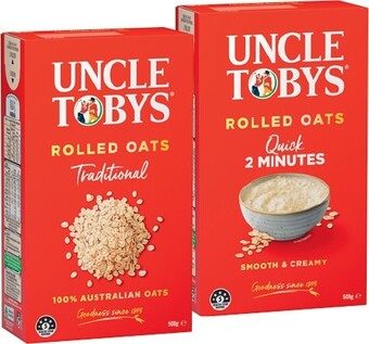 IGA Uncle tobys traditional or quick oats 500g offer