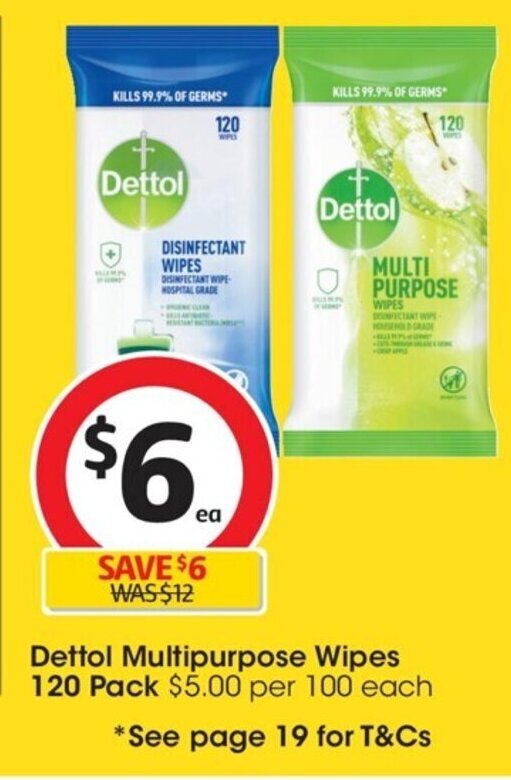 Dettol Multipurpose Wipes 120 Pack offer at Coles