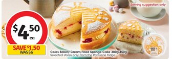 Coles Coles Bakery Cream Filled Sponge Cake 380g-450g offer