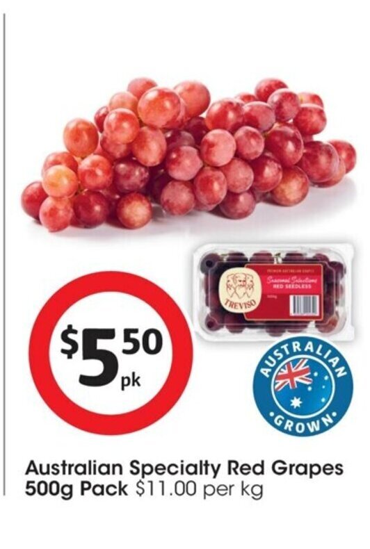 Australian Specialty Red Grapes 500g pack offer at Coles