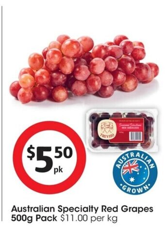 Coles Australian Specialty Red Grapes 500g pack offer
