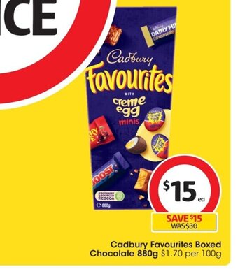 Coles Cadbury Favourites Boxed Chocolate 880g. offer