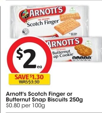 Coles Arnott's Scotch Finger or Butternut Snap Biscuits 250g offer