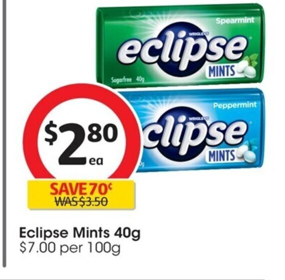 Eclipse Mints 40g offer at Coles