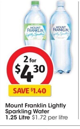 Coles Mount Franklin Lightly Sparkling Water 1.25 Litre offer