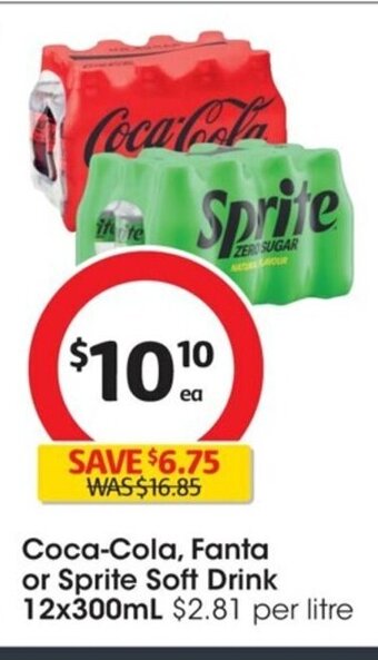 Coles Coca-Cola, Fanta or Sprite Soft Drink 12x300 ml offer