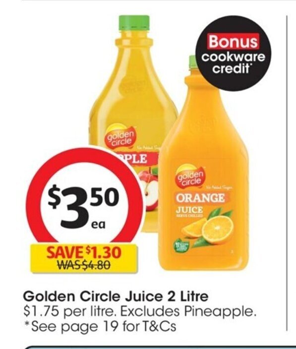 Golden Circle Juice 2 Litre offer at Coles