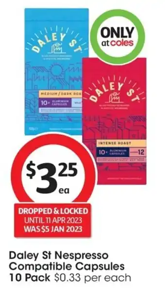 Coles Daley st Nespresso Compatible Capsules 10 pack offer