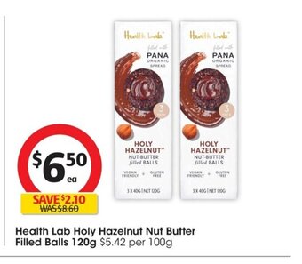 Coles Health Lab Holy Hazelnut Nut Butter Filled Balls 120g offer