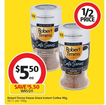 Coles Robert Timms Freeze Dried Instant Coffee 90g. offer