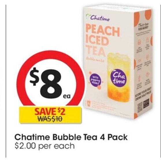 Chatime Bubble Tea 4 Pack offer at Coles