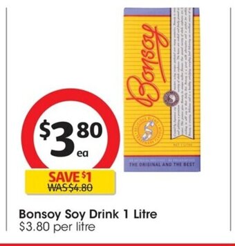 Coles Bonsoy Soy Drink 1 Litre offer