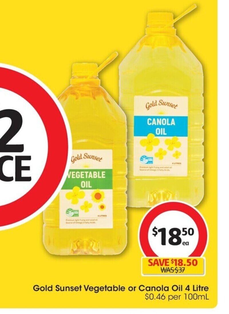 Gold Sunset Vegetable or Canola Oil 4 Litre offer at Coles