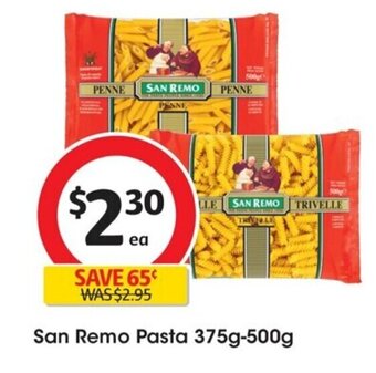 Coles San Remo Pasta 375g-500g offer
