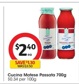 Coles Cucina Matese Passata 700g offer