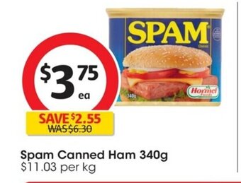 Coles Spam Canned Ham 340g offer