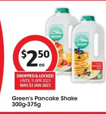 Coles Green's Pancake Shake 300g-375g offer