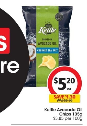 Coles Kettle Avocado Oil Chips 135g offer