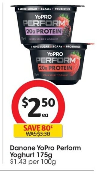 Coles Danone YoPro Perform Yoghurt 175g offer