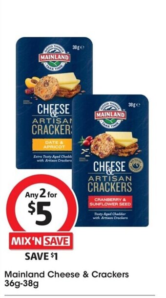 Coles Mainland Cheese & Crackers 36g-38g offer