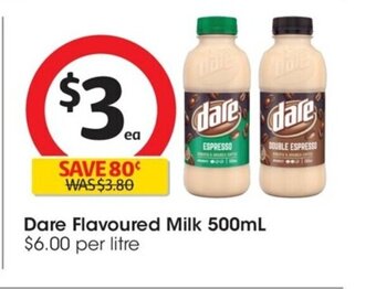 Coles Dare Flavoured Milk 500ml. offer