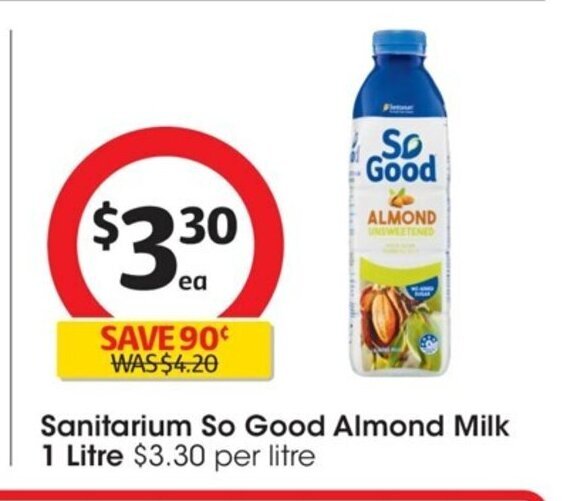 Sanitarium So Good Almond Milk 1 Litre offer at Coles
