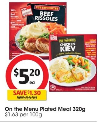 Coles On The Menu Plated Meal 320g offer