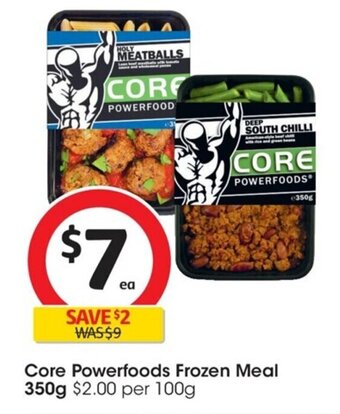 Coles Core Powerfoods Frozen Meal 350g offer