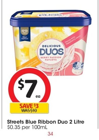 Coles Streets Blue Ribbon Duo 2 Litre offer