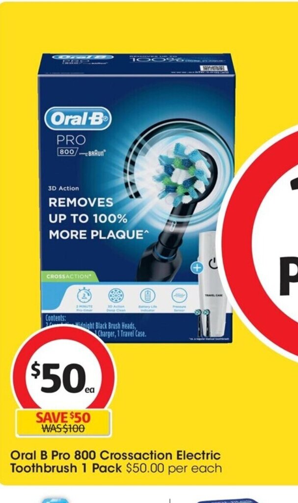Oral B Pro 800 Crossaction Electric Toothbrush 1 pack offer at Coles