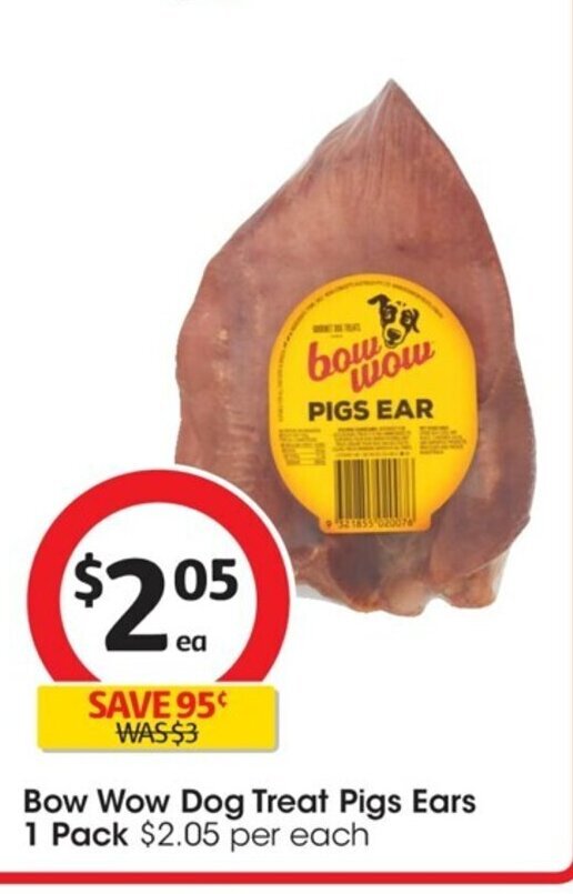 Bow Wow Dog Treat Pigs Ears 1 Pack offer at Coles