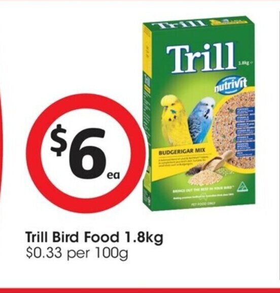 Trill Bird Food 1.8 Kg offer at Coles
