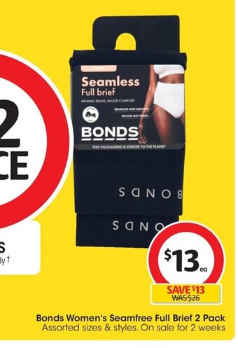 Coles Bonds Women's Seamfree Full Brief 2 Pack offer