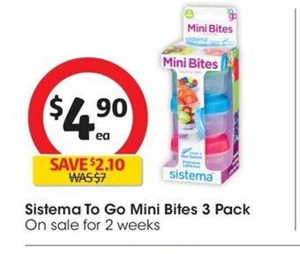 Coles Sistema To Go Mini Bites 3 pack offer