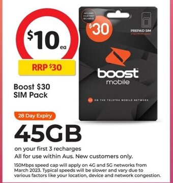 Coles Boost $30 Sim pack offer
