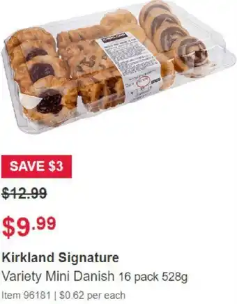 Costco Kirkland Signature Variety Mini Danish 16 Pack 528g offer