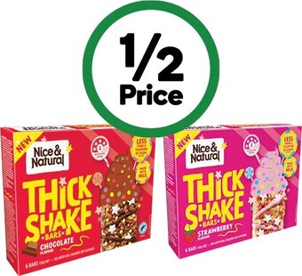 Woolworths Nice & natural thick shake bars 120g pk 6 offer
