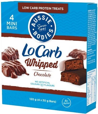 Woolworths Aussie bodies lo carb protein bar whipped 4 x 30g~ offer