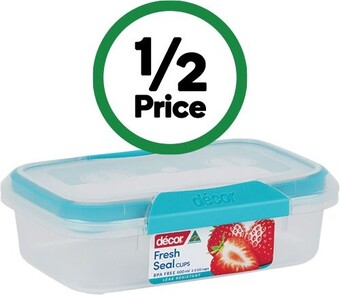 Woolworths Decor fresh seal clips oblong blue 600ml offer