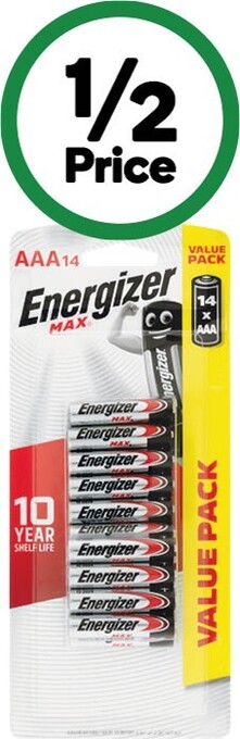 Woolworths Energizer max aa or aaa pk 14/16 offer