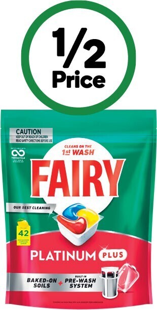 Woolworths Fairy platinum plus dishwasher tablets pk 42 offer