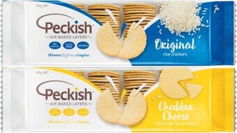 Coles Peckish white rice crackers 90g-100g offer