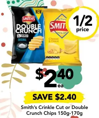 Drakes Smith's Crinkle Cut or Double Crunch Potato Chips 150g-170g offer