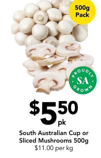 Drakes South Australian Cup or Sliced Mushrooms 500g offer