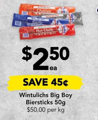 Drakes Wintulichs Big Boy Biersticks 50g offer