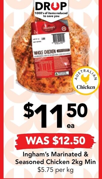 Drakes Ingham's Marinated & Seasoned Chicken 2kg Min offer
