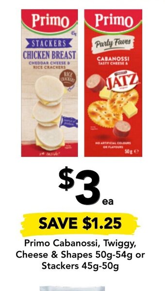 Drakes Primo Cabanossi, Twiggy, Cheese & Shapes 50g-54g or Stackers 45g-50g offer
